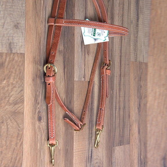 3/4" Hilltop Hermann Oak Harness Leather Snap Cheeks Horse Browband Headstall