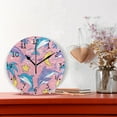 thumbnail image 2 of Dolphins Moon Stars Palm Trees Round Wall Clock Silent Analog Battery Operated Black Pointer Home Decor 9.84" Diameter, 2 of 11