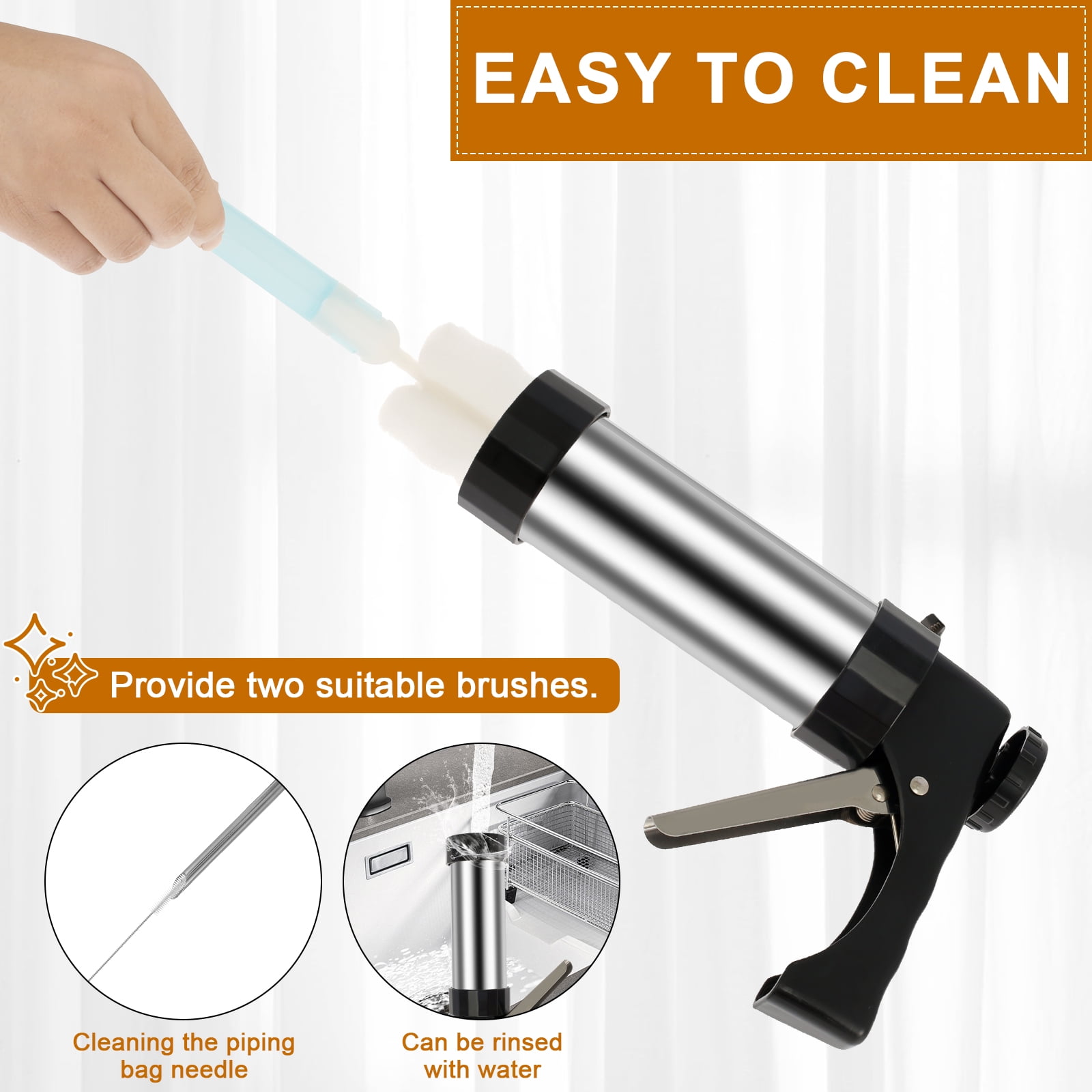 Tcwhniev Churrera Churro Maker Machine Stainless Steel Churro Maker Kit with 3 Different Tips Piping Nozzle Piping Bag Lightweight Hollow Churro Maker Tool for Making Churro