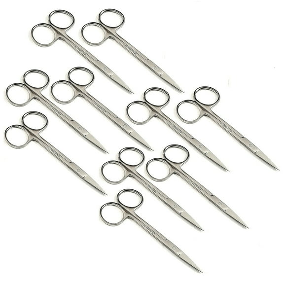 10-Pcs Set, Iris Lab Scissors, 4.5 inch, Straight