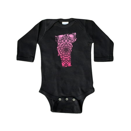 

Inktastic Vermont Silhouette Mandala Gift Baby Boy or Baby Girl Long Sleeve Bodysuit