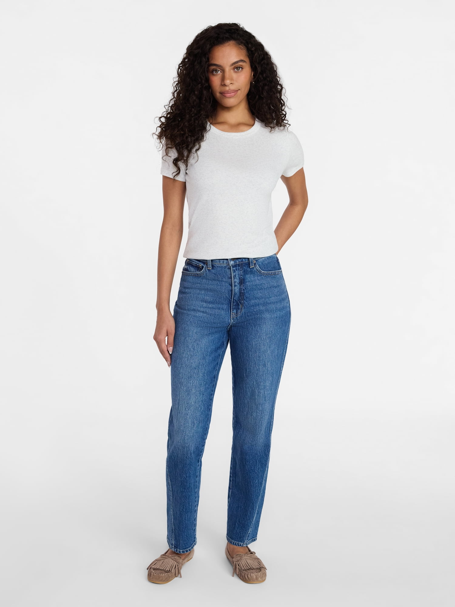 Time and Tru Women's Ribbed Tee with Short Sleeves, Sizes XS-XXXL