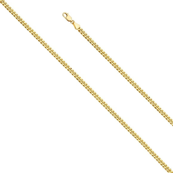 Dimaya Fine Jewelry Bracelet Chaîne Miami Cubain en Or Jaune 14K 3.7-mm Creux
