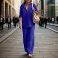 thumbnail image 2 of BYHONG Womens Pants Casual Solid Color Wide Leg Pant Suit Womens Pant Suits Blue S, 2 of 6