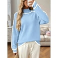 thumbnail image 5 of Fall Sweaters for Women Trendy Cute Cozy - Long Sleeve Colorblock Knitted Pullover Tops  Blue L, 5 of 7