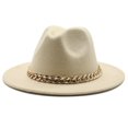 thumbnail image 1 of Hat Big Chain Wide Brim Autumn Winter Sun Protection All Match Felt Cap for Daily Wear, 1 of 10