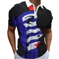 thumbnail image 1 of Camiseta informal de manga corta con cuello vuelto y cremallera para hombre, ajustada, para exteriores, Golf, tenis Pompotops oipoqjl24576, 1 of 6