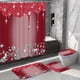 thumbnail image 4 of 4Pcs Bathroom Shower Curtain Set, Sparkling Diamond-Pattern Bathroom Curtain With 12 Hooks, Bathroom Non Slip Rugs, Toilet Cover Mat, Bathroom Partition, Room Decor, 4 of 4