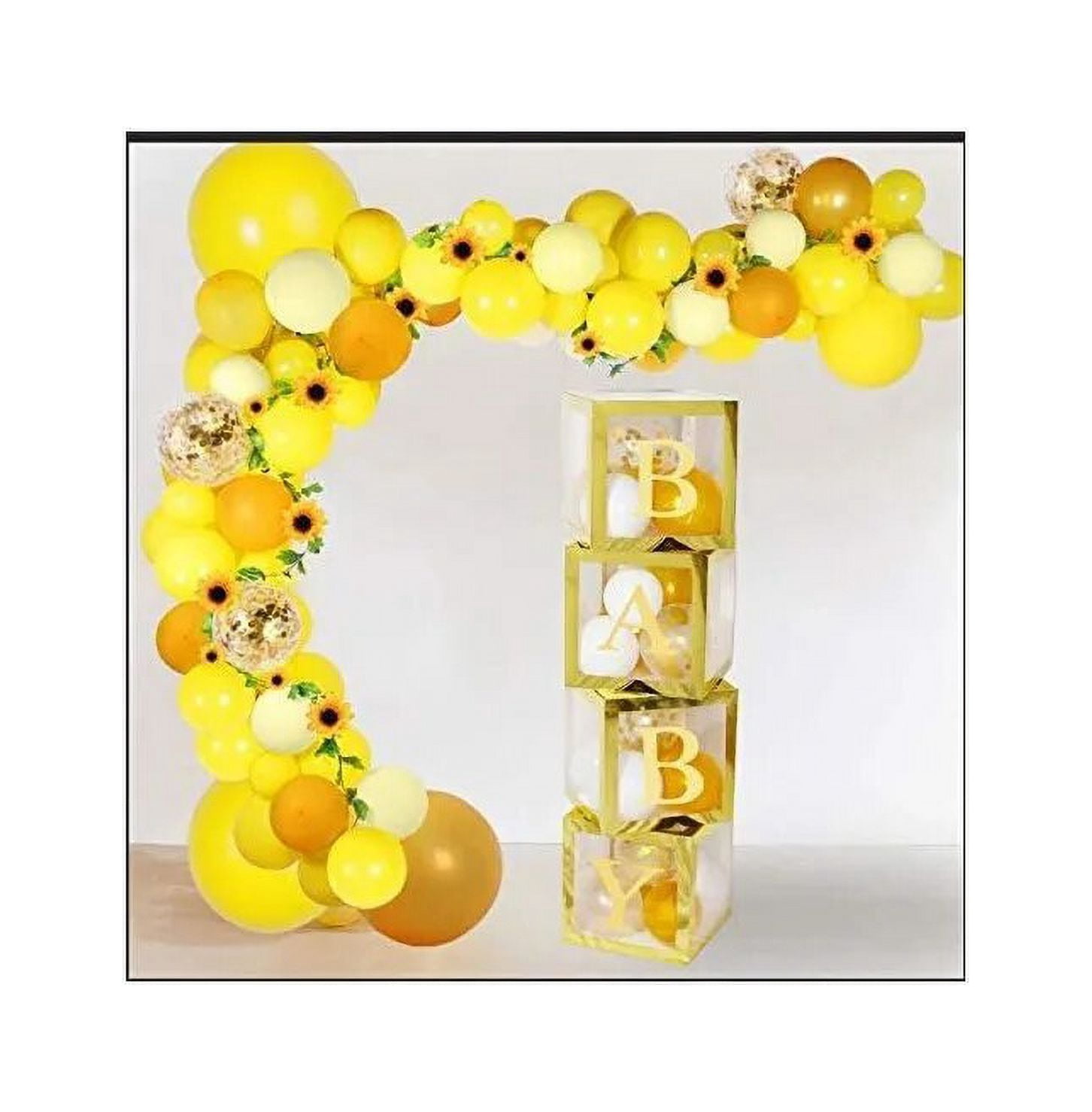 Sunflower Themed Baby Shower Party Decoration with Yellow Latex Confetti Balloon Garland Arch Kit Banner for Boys Girls