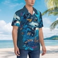 thumbnail image 3 of Fotbe Blue Iceberg Leaf Wolf Camisa Hawaiana para Hombre Unisex – Camisa Casual de Verano con Botones de Manga Corta de Algodón y Lino,Small, 3 of 7