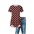 thumbnail image 4 of HADST Womens Polka Dots T-Shirts Summer Irregular Hem Short Sleeve Plus Size Blouses Casual Top S-XXL, 4 of 4
