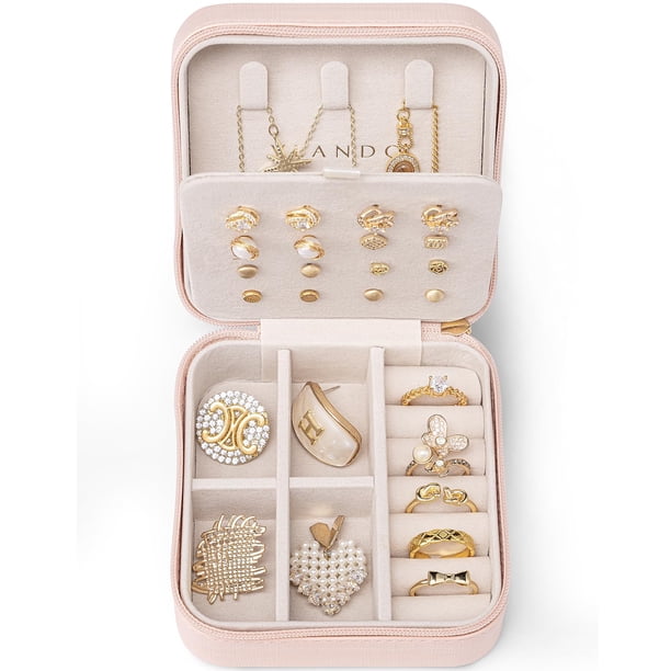 Estuche de viaje para joyas Vlando Travel Jewelry Organizer, color rosa