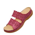 thumbnail image 5 of Slides for Women Summer Women's Slide Sandals Slippers Plus Size Carving Wedge Heel, Red-41, 5 of 6