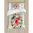 thumbnail image 3 of Christmas Decorations Queen Size Duvet Cover Set, Traditional Season Decorative Christmas Themed Design Abstract Art, Decorative 3 Piece Bedding Set with 2 Pillow Shams, Beige Red, by Ambesonne, 3 of 3