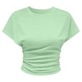 thumbnail image 7 of Women Tshirts Ladies Lightweight Short Sleeve Tee Soft Blend Classic Crew Neck Relaxed Fit Light Green XXXXL, 7 of 7