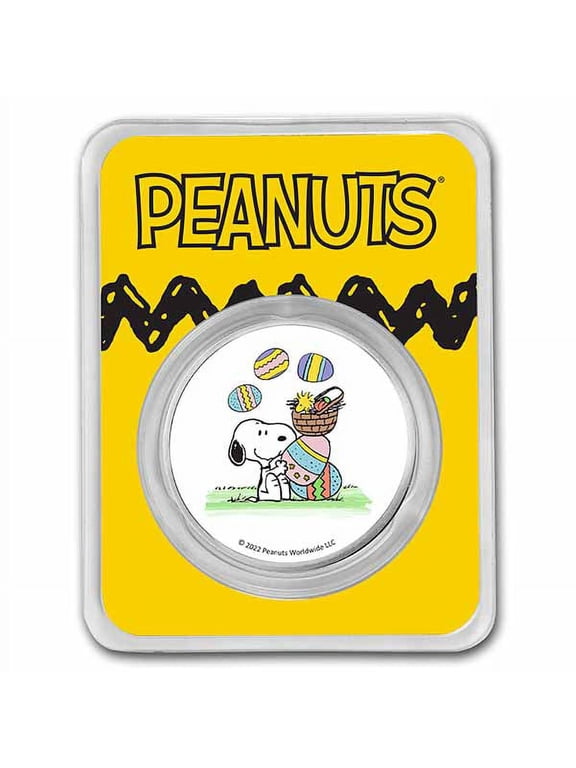 Collectible Peanuts® Snoopy & Woodstock Easter Egg Hunt 1 oz Colorized Silver