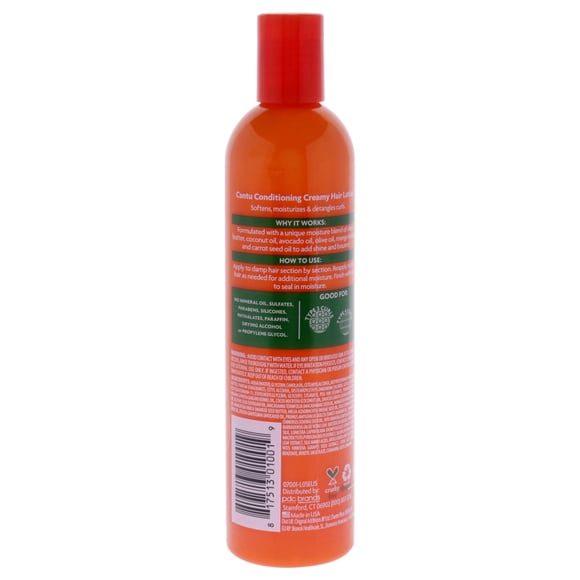 Loción cremosa acondicionadora para el cabello con manteca de karité de Cantu para unisex - Loción de 12 oz