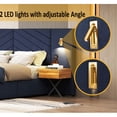 thumbnail image 2 of SWQQWEI Queen Bed Frame with Headboard,LED Lamp Design,Vertical Channel Tufted Wingback Headboard,Strong Wooden Slats,Easy Assembly, 2 of 8