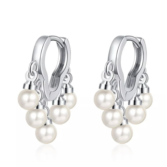 GKNET Women Tassel Pearl Dangle Drop Fashion 925 Silver Hoop Huggie Earrings