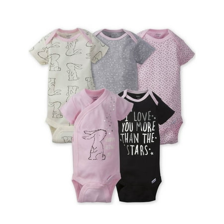 

Gerber Baby Girl Short Sleeve Onesies Bodysuits 5-Pack (Newborn - 12 Months)