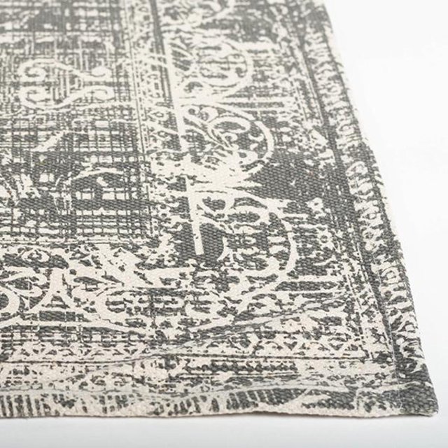 Ensemble de 2 Tapis à Motifs Gris et Ivoire
