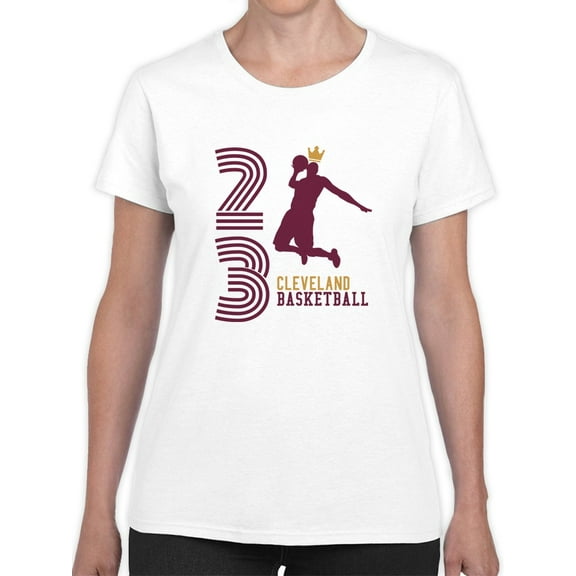 23 Cleveland Basketball Women White T-Shirt, Female x-Large