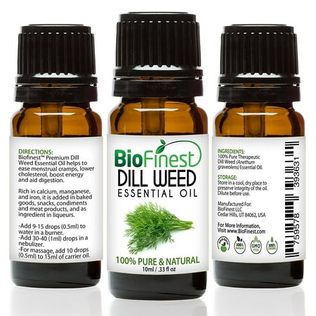Biofinest Dill Seed Essential Oil - 100% Pure Organic Therapeutic Grade - Best For Aromatherapy & Massage - Calming, Relaxing and Balancing - FREE E-Book & Dropper