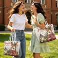 thumbnail image 2 of HUIACONG Christmas Cute Reindeer Printed Padded Handle Tote Bag, Large Capacity Diamond Stitched Shoulder Handbag with Multi Inner Pockets for Holiday Shopping Travel Daily Use, 2 of 7