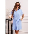 thumbnail image 2 of OHHSHEEN Summer Dresses for Women 2026 – Button Down Shirt Dress with Belt, Casual Knee Length Short Sleeve Midi Dress with Pocket, 2 of 6