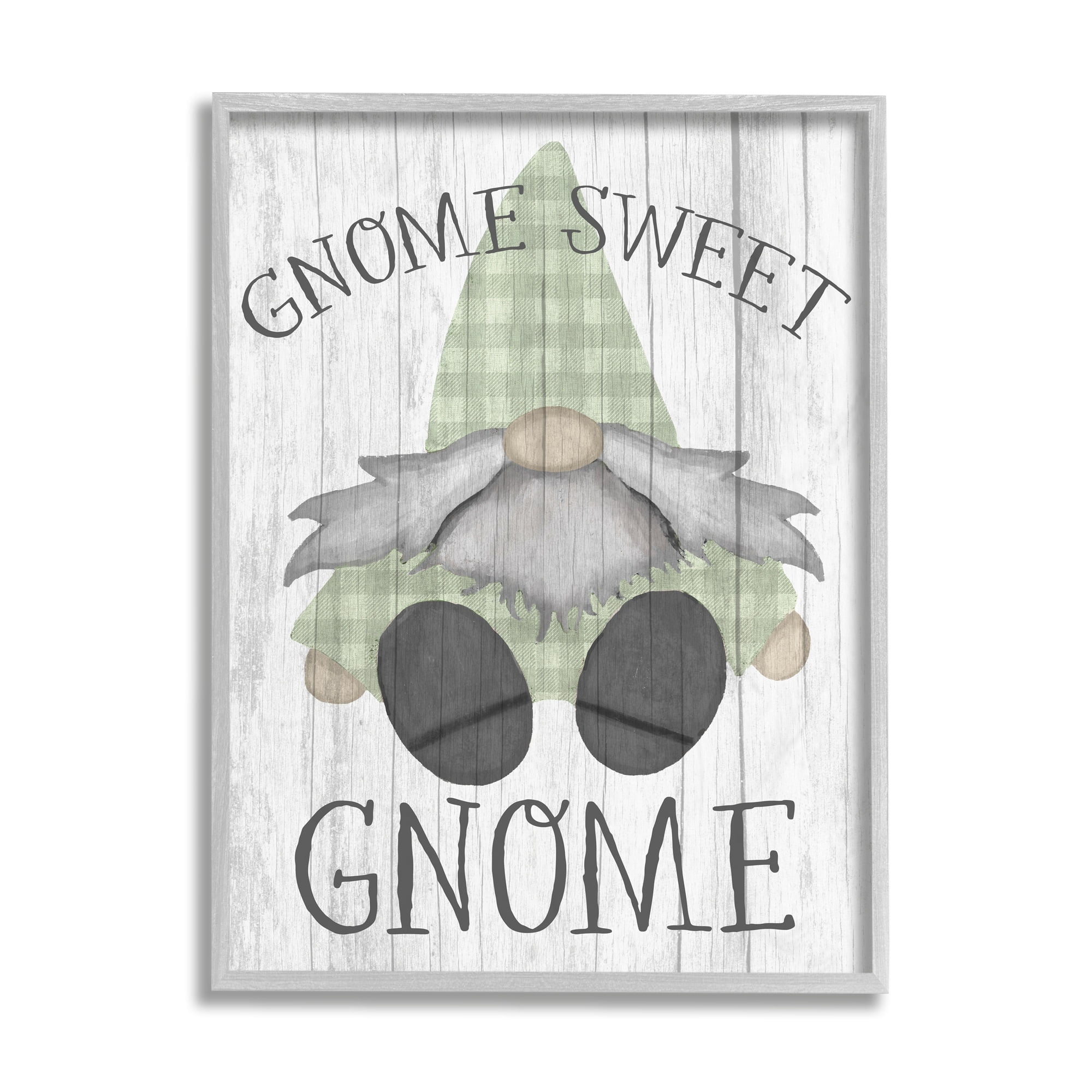 Stupell Industries Gnome Sweet Gnome Garden Home Pun Fairy Tales & Fantasy Painting Gray Framed Art Print Wall Art, 16 x 20