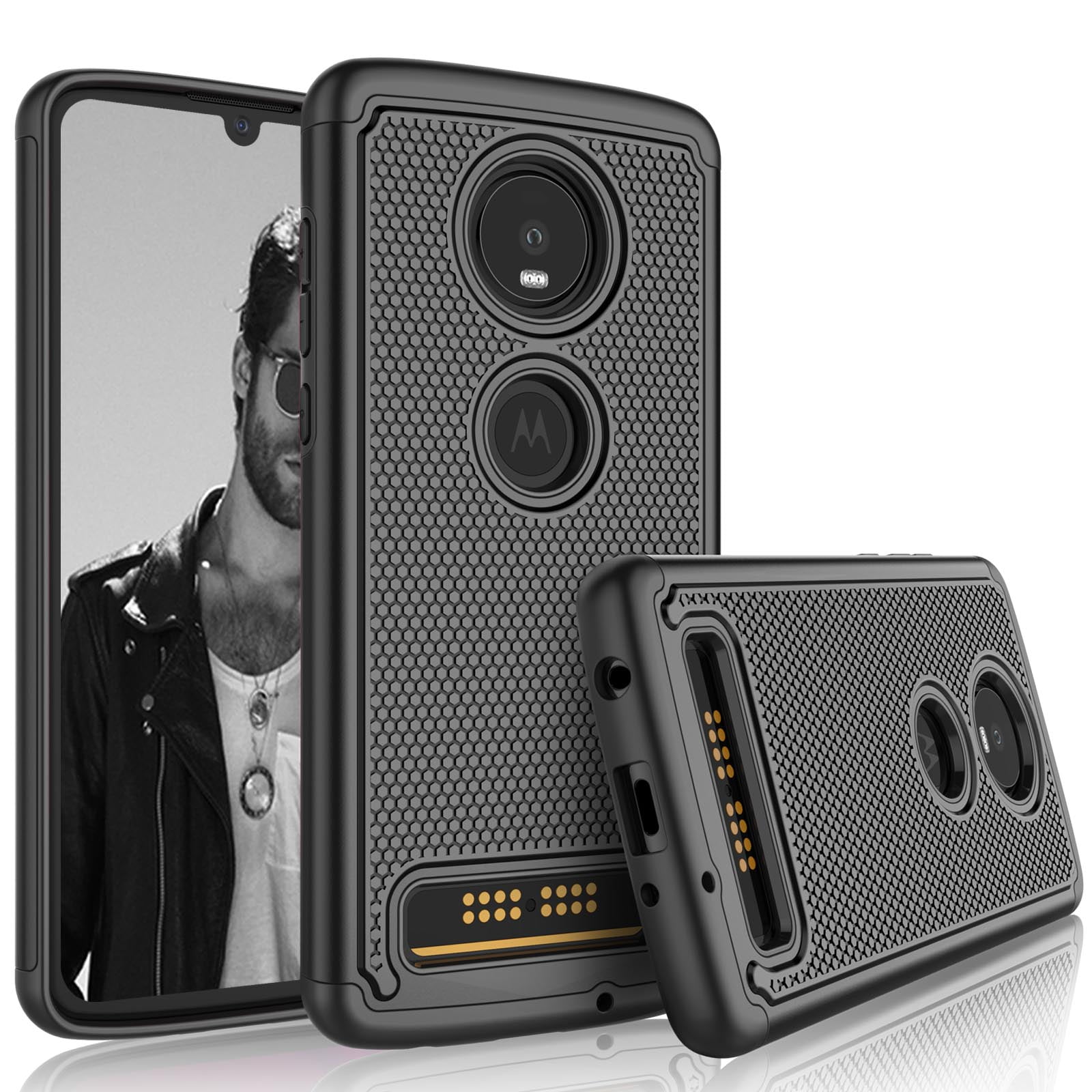 Motorola Moto Z4 Case, Moto Z4 PlayL Sturdy Case, Tekcoo [Tmajor] Shock Absorbing [Black] Hybrid