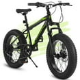 thumbnail image 1 of Bicicleta de montaña de 20 pulgadas para niños y adolescentes, marco de acero de alto carbono, frenos de disco, neumáticos anchos duraderos, suspensión delantera, 7 velocidades, 1 of 5