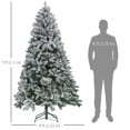 thumbnail image 3 of HOMCOM 7ft Flocked Artificial Christmas Tree with Metal Stand, Hinged Tips, 3 of 10