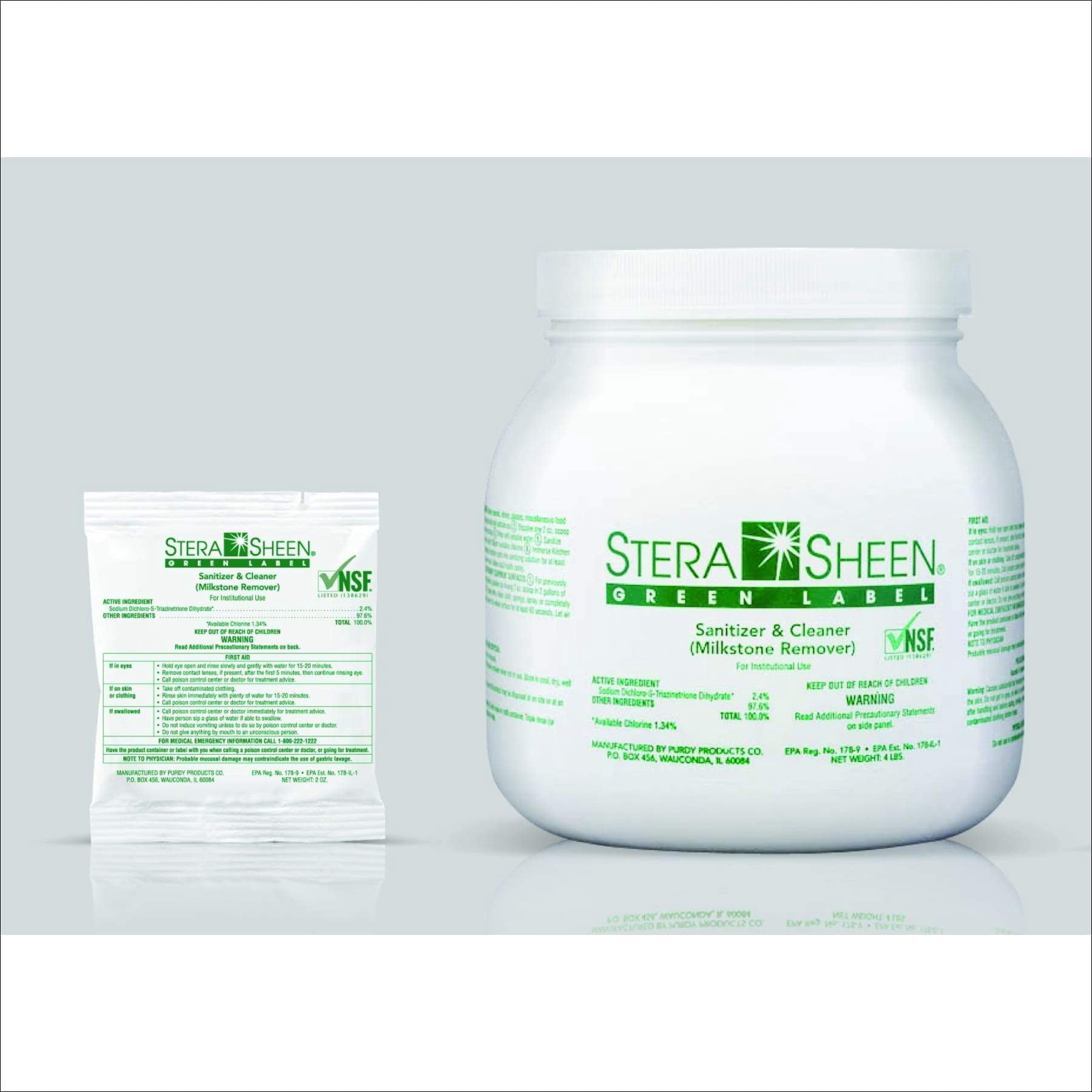Stera-Sheen 4 lb Green Label Sanitizer, by Purdy Products, 1 x 4 lb Jar
