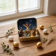 thumbnail image 3 of Mini Christmas Nativity Set in a Tin Box - Handcrafted Pocket Size Nativity Scene Gift Tin - Nativity Sets & Figures, Easter Decorations Indoor for Home Gifts Decor (A+B-2pcs), 3 of 8