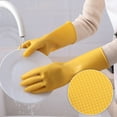 thumbnail image 4 of Cheer.US 2 Pcs Household Cleaning Gloves, Dishwashing Gloves Reusable Kitchen Cleaning Gloves With Latex Free,Cotton Lining, Non- Slip Swirl Grip Gloves for Dishwashing, 4 of 7