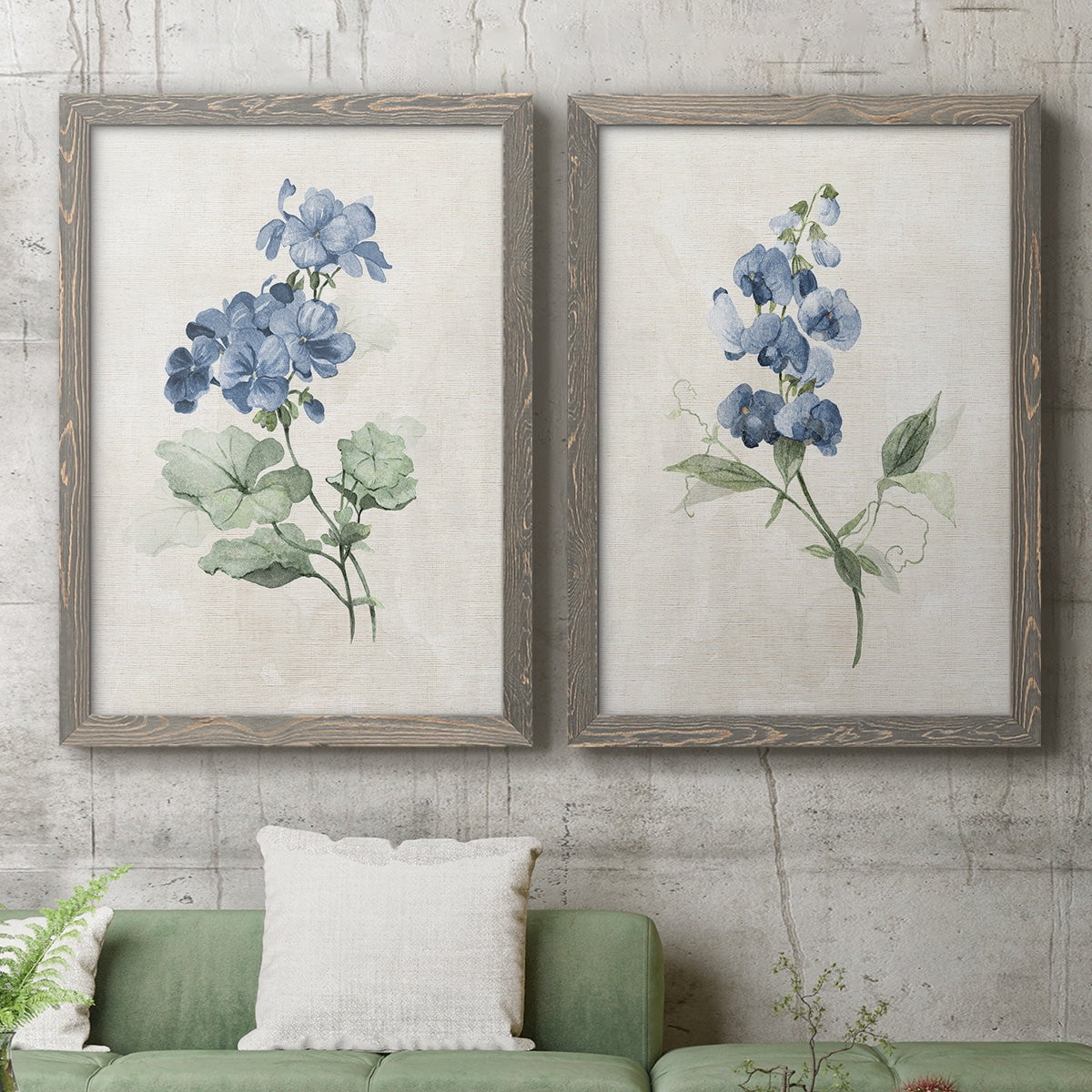 Farmhouse Periwinkle I - Premium Framed Canvas 2 Piece Set - Ready to Hang