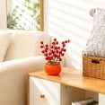 thumbnail image 2 of Ornement Bonsaï de Baies Rouges pour Décorations de Fête – Plante Artificielle en Pot avec Feuilles Dorées, 8,66 Po, Plastique, 2 of 6