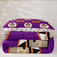 thumbnail image 5 of Feelyou Cute Pumpkin Twin Comforter Sets, Cartoon Witch Cat Bedding Set, Purple Orange, Halloween Reversible, 2pcs, 1 Comforter and 1 Pillowcase, 5 of 7