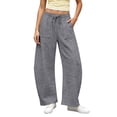 thumbnail image 3 of Meichang Barrel Sweatpants Women Fall Fashion Drawstring Elastic Waist Wide Leg Pants Baggy Lounge Running Workout Sweat Pants with Pockets, 3 of 10