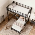 thumbnail image 3 of Noble House Twin Over Twin Metal Bunk Bed with Desk, Shelves & Drawers, L-Shaped Design, Safety Rails for Teen, Black, 3 of 6