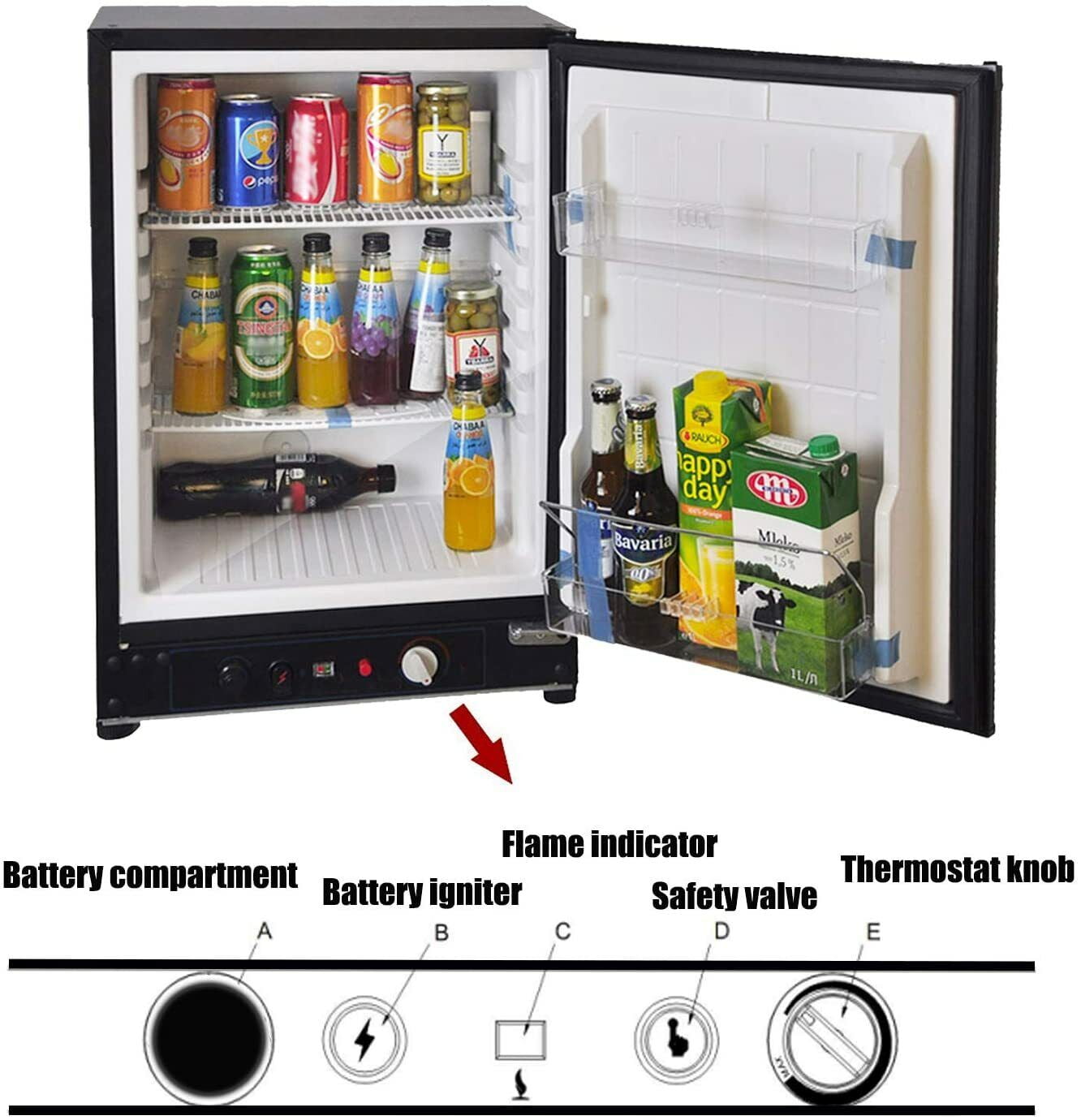 Smad 2.1 Cu ft Propane Refrigerator 3 Way Cottage Cabin RV Camping Reversible