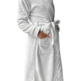 thumbnail image 3 of Mocassi Women’s Plush Fleece Spa Bathrobe, Shawl Collar and Pockets, Velvet Soft and Warm Long Robe - Extra Large, White, 3 of 5