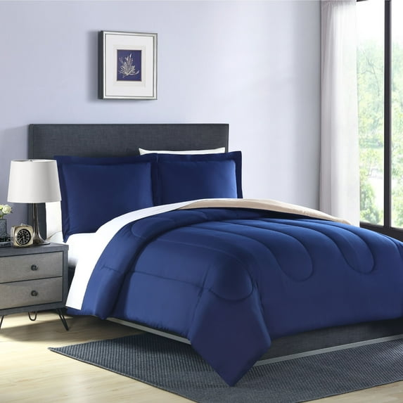 Hamilton Hall 18581704CMS-BKR 2 & 3 Piece Classic Solid Reversiable Comforter Set - Black, King Size