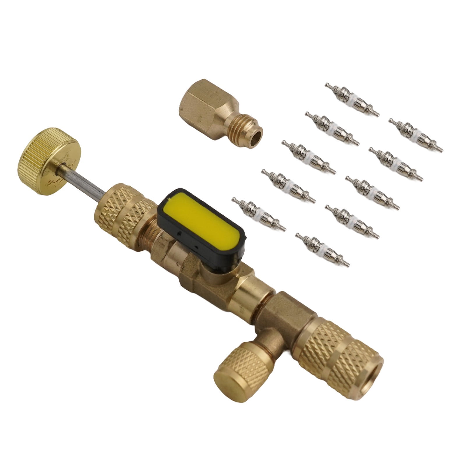 R410A R22 Valve Core Remover Installer Tool with Dual Size Sae 1/4 & 5/16 Port for R404A R407C R134A R12 R32 R600 Hvac System