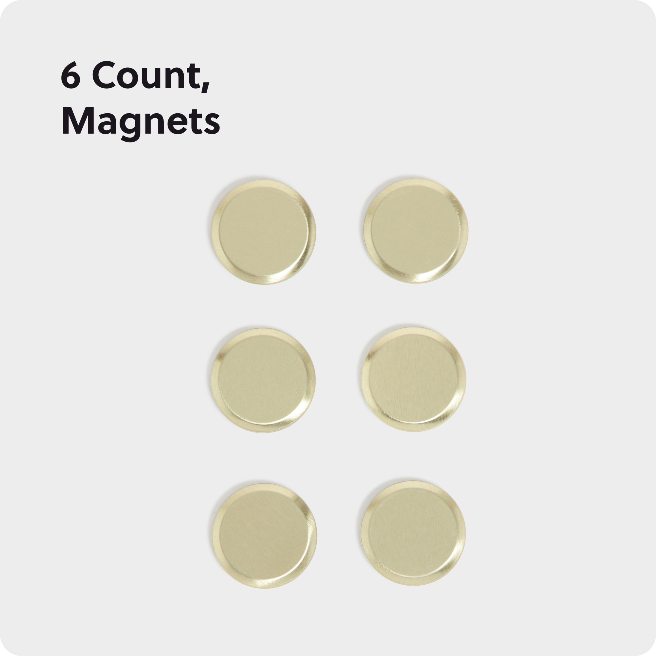 U Brands Round Metal Magnets, Set of 6, Gold Metal