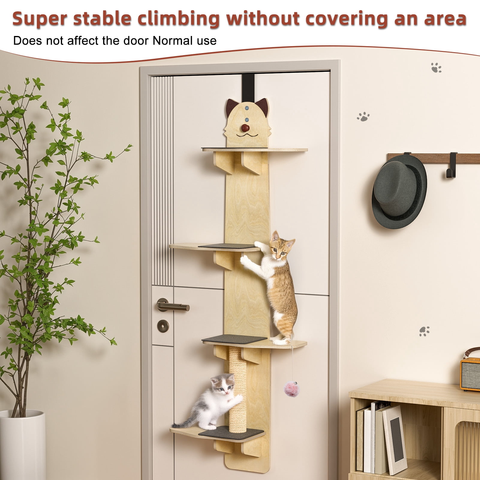 Wharick Pet Door Hanger 4-Tier Vertical Climbing Structure Space Saving Indoor Cat Furniture