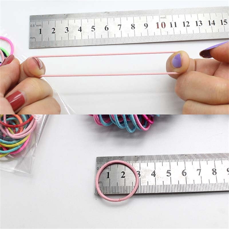 100Pcs/Set Candy Color Nylon Elastic Hair Ties Simple Kids Elastic Ponytail Holder Daily Basic Hair Accessories