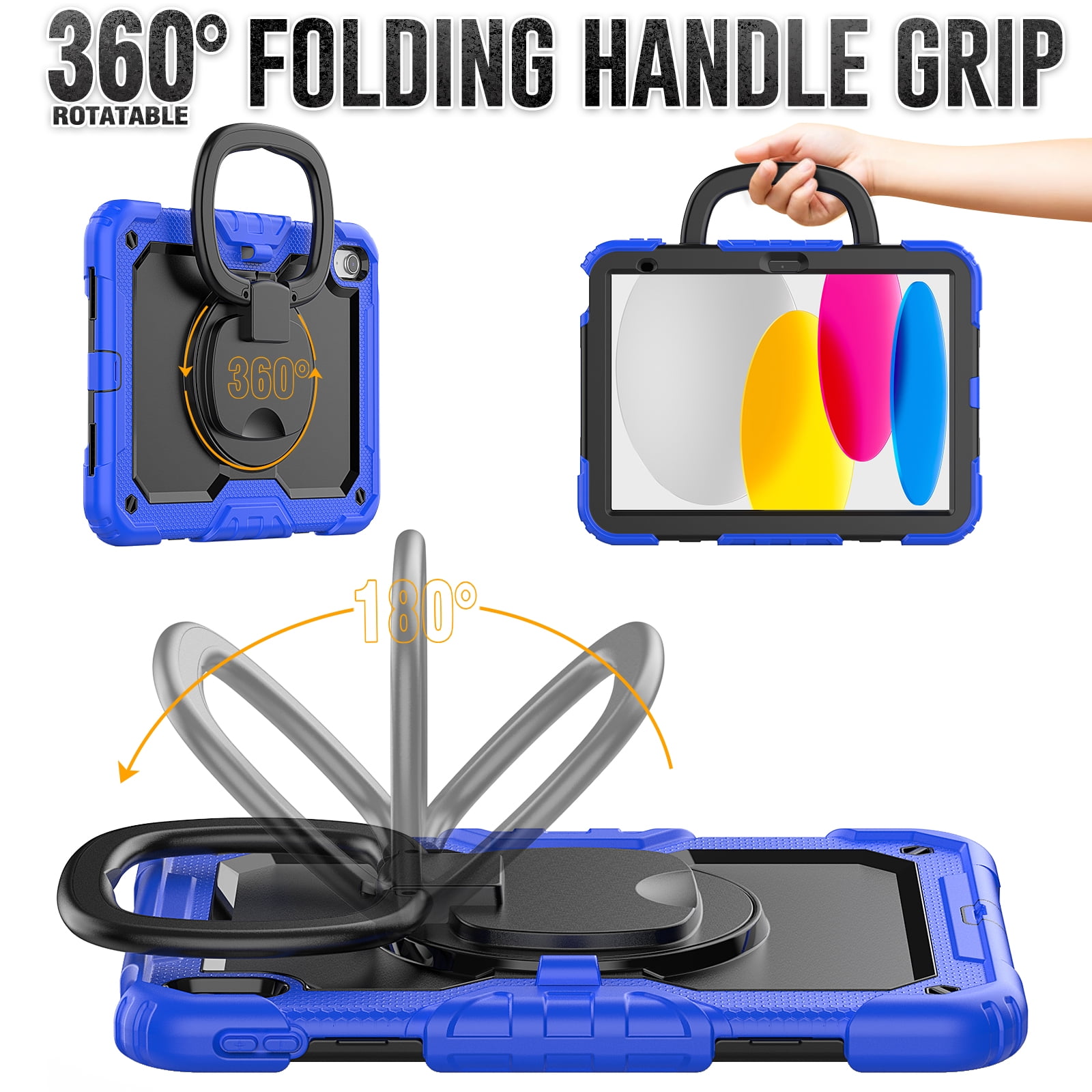 Allytechgroup iPad 11th 10th Gen Case with Screen Protector,Heavy Duty Shockproof Rotating Stand Pencil Holder 3-Layers Rugged Bumper Kids Friendly Case Cover for iPad A16 11th 11" 2025/ iPad 10th Gen