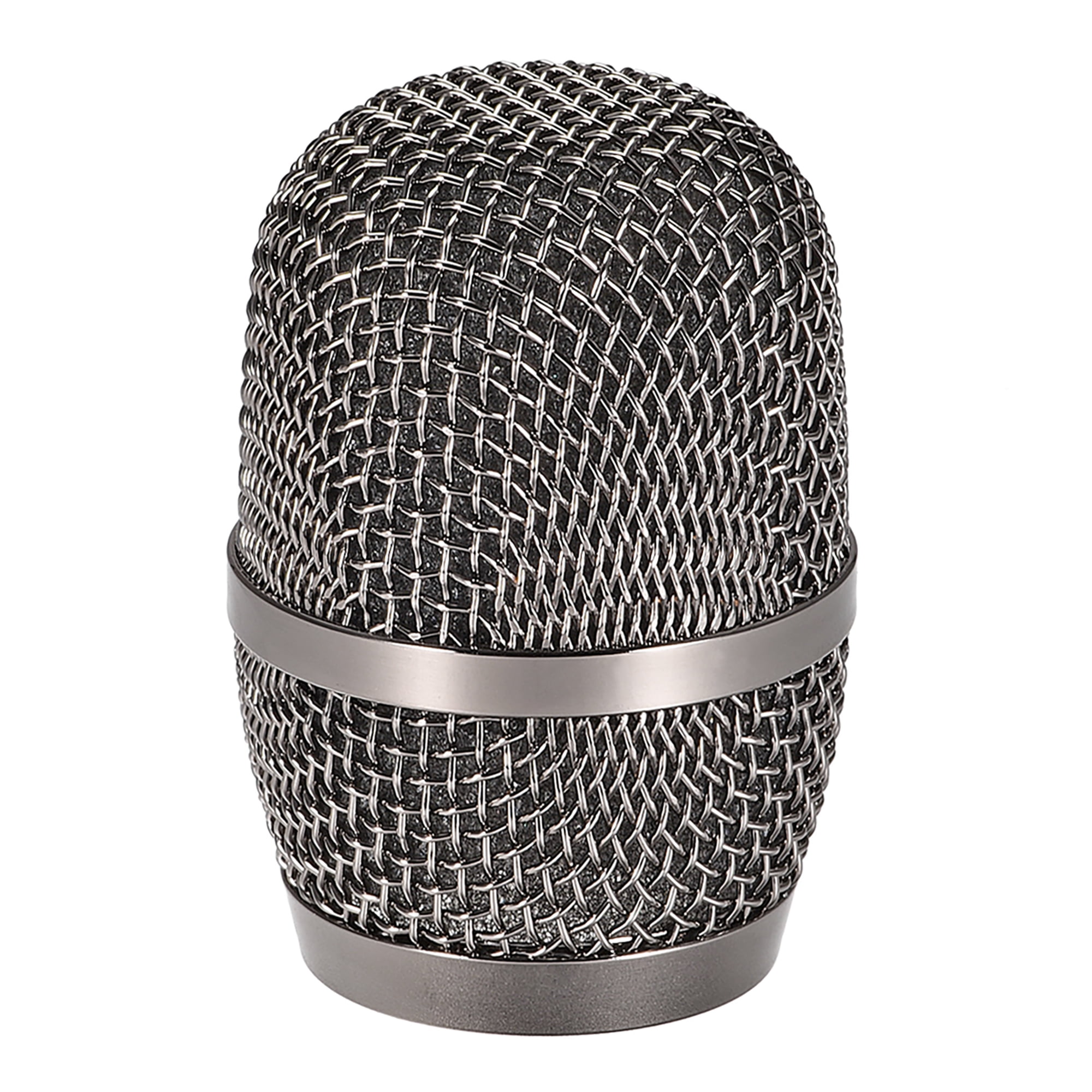 Black Gunmetal Color Microphone Head Mesh Grille Round Metal with Grey